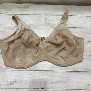 Wacoal Retro Chic Full Figure Underwire Bra 46H Tan Beige 855186 Lace EUC